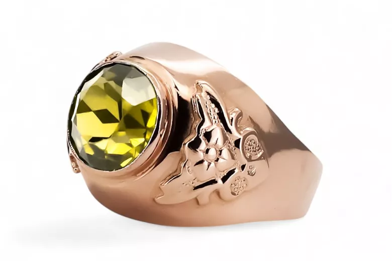 Yellow Peridot Original Vintage 14K Rose Gold Ring Vintage style vrc078r